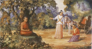  Grande Pintura - Los cuatro grandes signos del viejo muerto enfermo y del sereno monje mendicante. Budismo